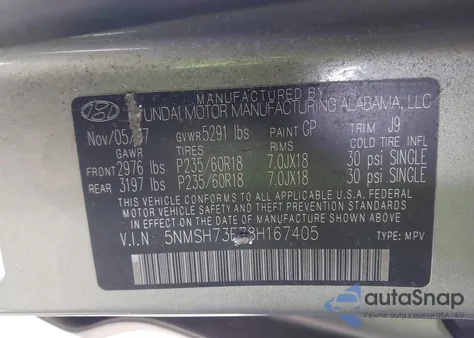 2008 Hyundai Santa Fe Limited/Se z USA, uszkodzony, nr VIN 5NMSH73E78H167405